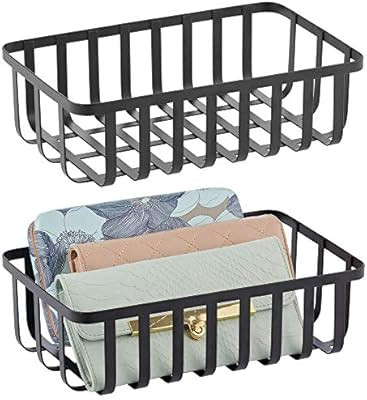 mDesign Farmhouse Metal Wire Storage Organizer, Holder Bin Basket Shelving Organization for Close... | Amazon (US)