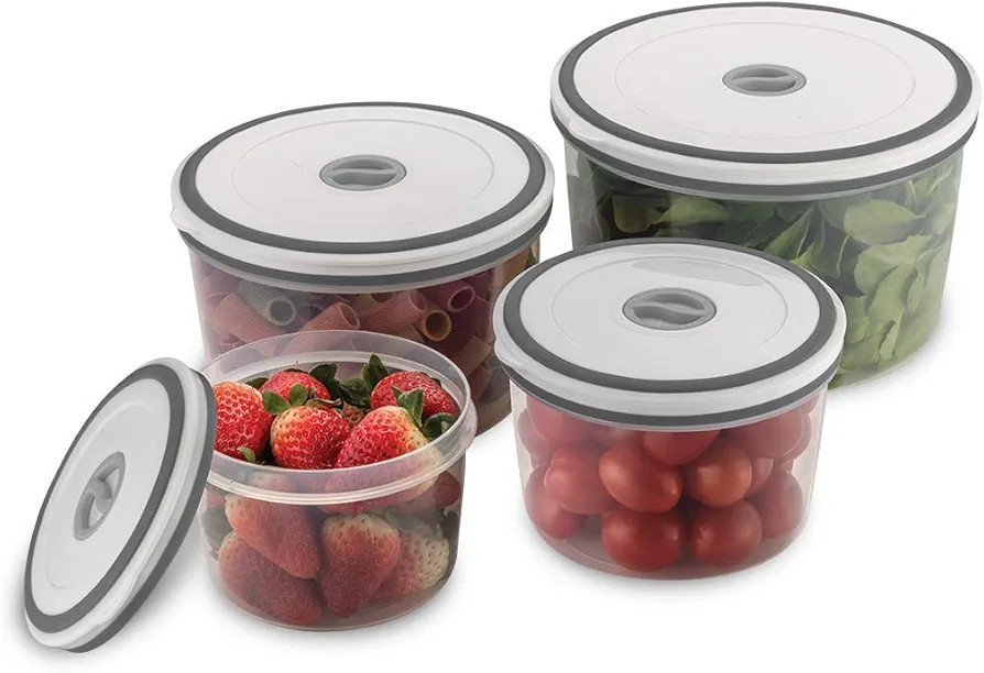 Electrolux - Kit Potes de Plástico Hermético, Redondo, Transparente/Branco, 4 unidades | Amazon (BR)