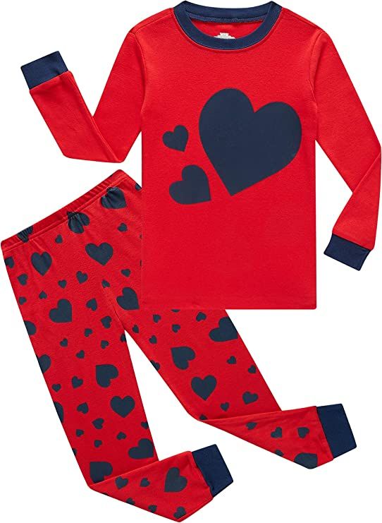 Family Feeling Girls Pajamas 2 Piece Pjs Set 100% Cotton Sleepwear | Amazon (US)