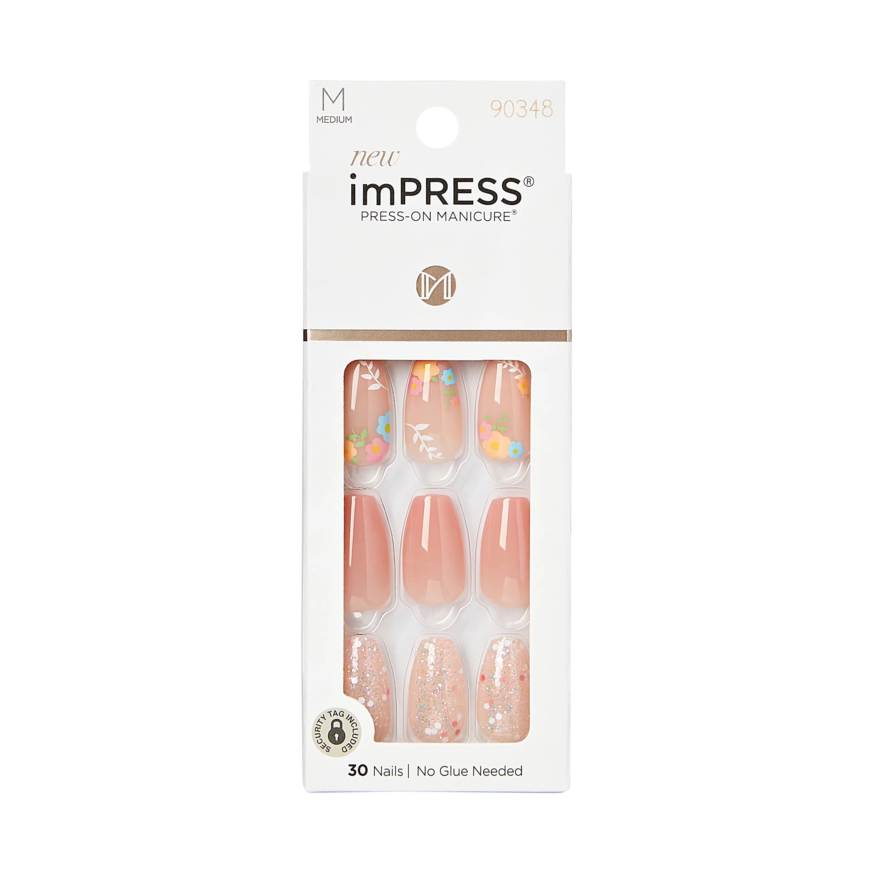 KISS imPRESS Medium Coffin Gel Press-On Nails, Glossy Light Pink, 30 Pieces | Walmart (US)