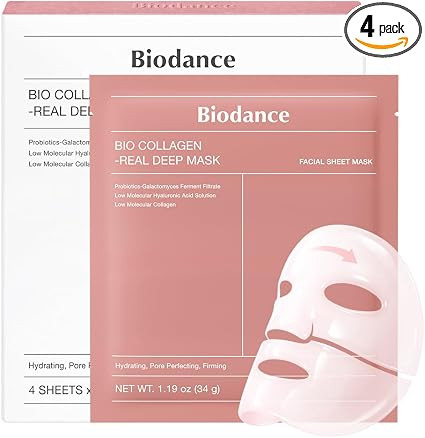 BIODANCE Bio-Collagen Real Deep Face Mask 4 Pcs | Hydrogel Overnight Mask | Pore Minimizing and E... | Amazon (UK)