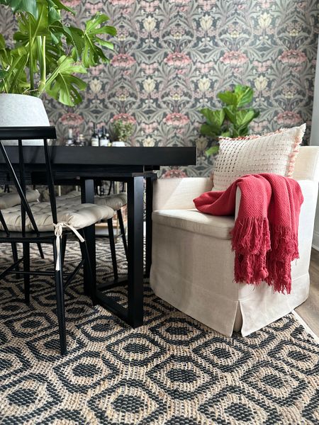 Our dining room has transformed with peel and stick wallpaper and new World Market furniture. We love the Boutique Rugs rug, the upholstered swivel chairs and the wallpaper so much! 

#LTKFind #LTKhome