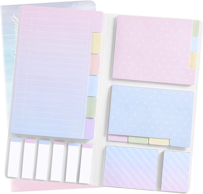 Sticky Notes Set, Hommie Sticky Notes Tabs 410 Pack Color Pads Divider Sticky Notes with Bookmark... | Amazon (US)