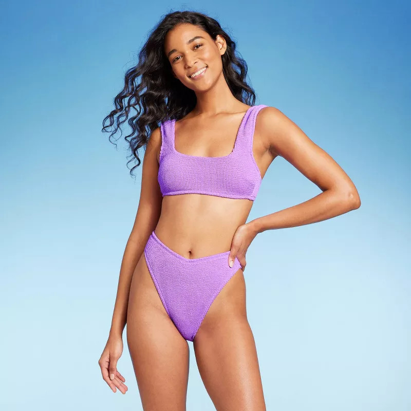 Women's Pucker V-Front High Waist Extra High Leg Cheeky Bikini Bottom - Wild Fable™ | Target