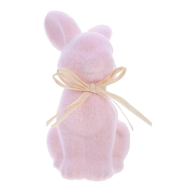 MLINS  Easter Flocked Bunny Figure Realistic Decoration Large Pink | Walmart (US)