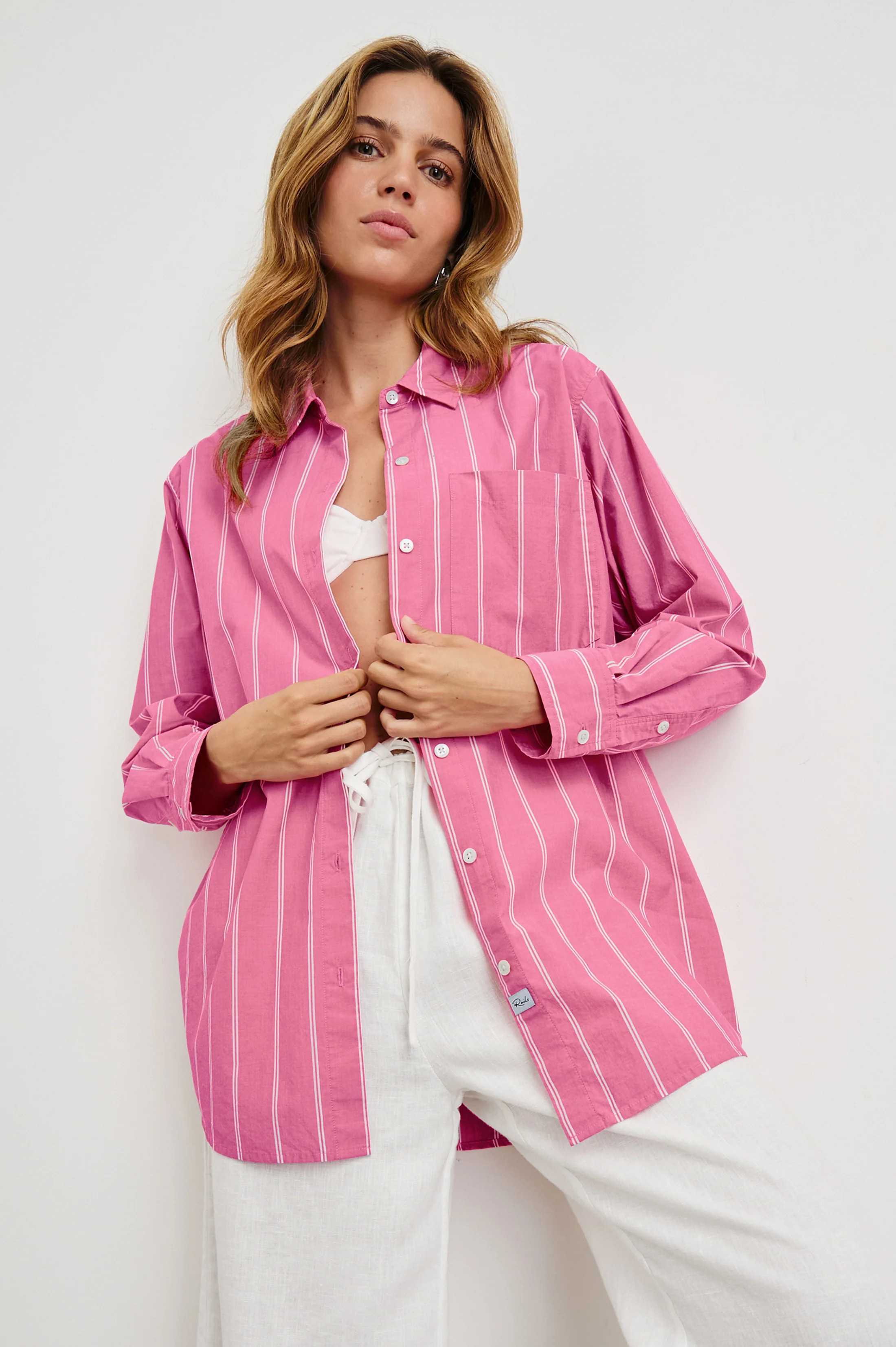 ELSA SHIRT - HIBISCUS WHITE STRIPE | Rails
