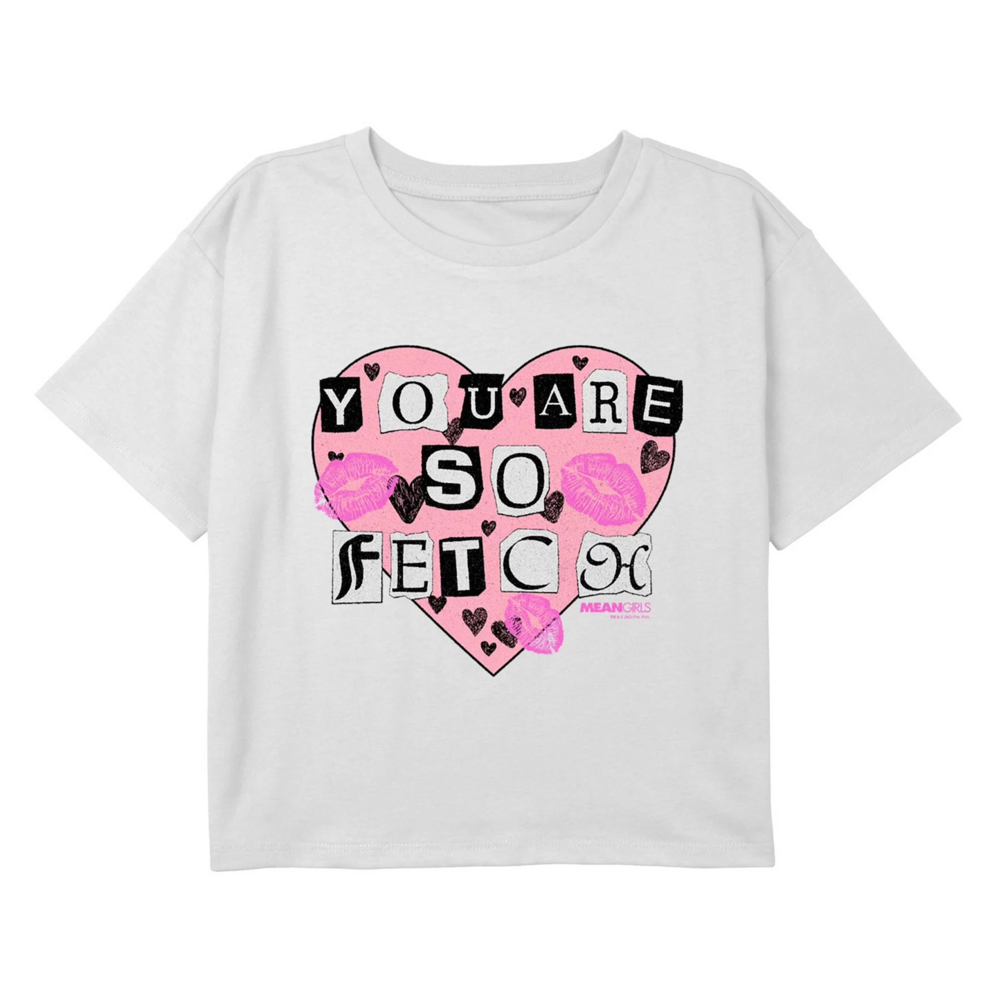 Girls 7-16 Mean Girls You Are So Fetch Heart Scrap Book Page Cropped Graphic Tee | Kohl's