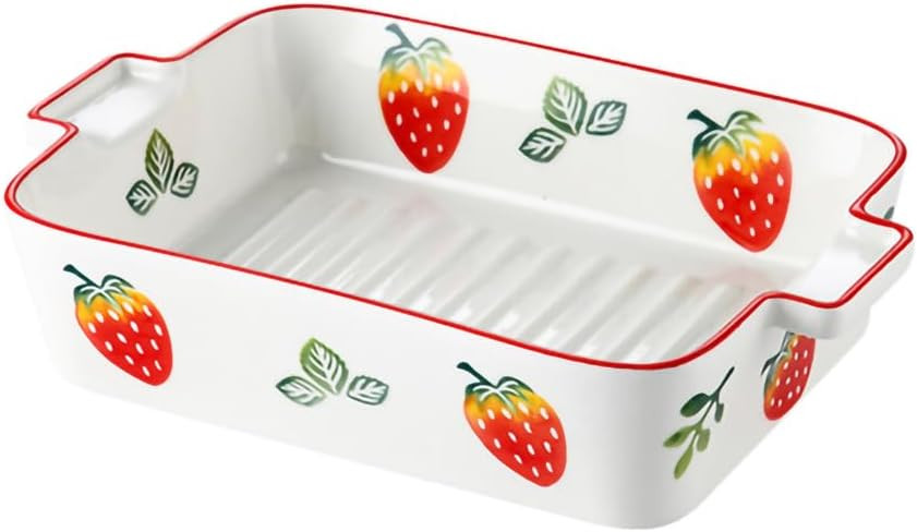 WAIT FLY Lovely Strawberry Ceramic Baking Dishes with Handles, Lasagna Pans, Casserole Dishes, Ba... | Amazon (US)