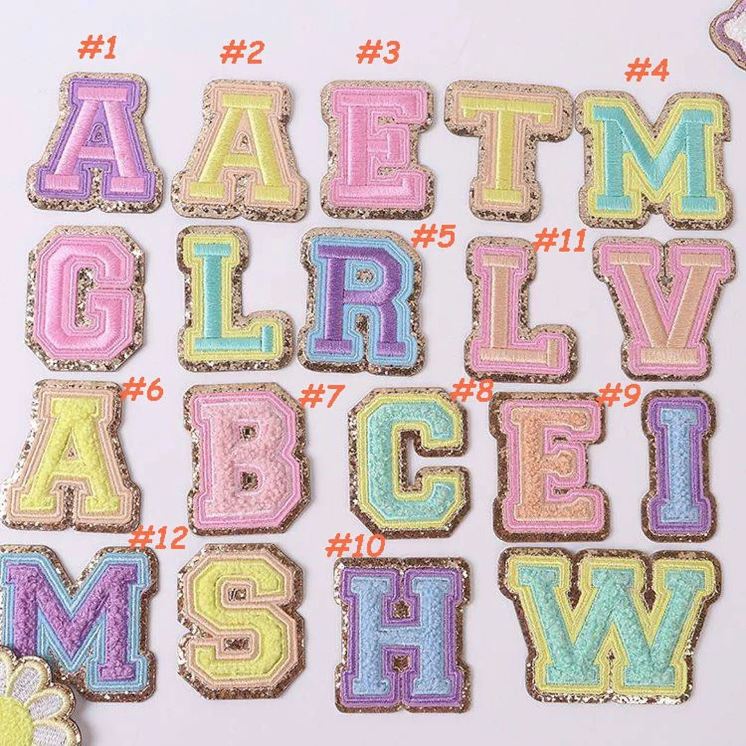 High quality NEW Arrival ADHESIVE on Colorful Chenille Embroidered Letters Patch Iron on letter p... | Etsy (US)