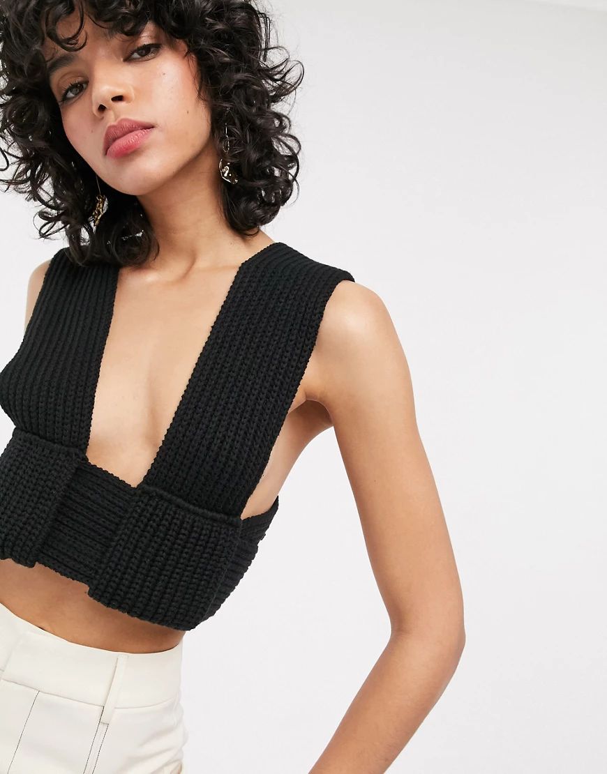 Simonett Nanu knitted bralette crop top in black | ASOS (Global)