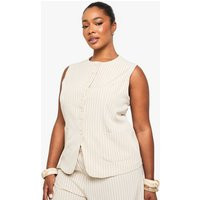 boohoo Women's Plus Tailored Button Down Waistcoat in Beige | Size: 22 | Woven | boohoo (US & Canada)