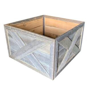 Farmhouse 22.5 in. W x 14.5 in. H, 30 in. Dia, Weathered Gray Decorative Christmas Tree Box Collar | The Home Depot