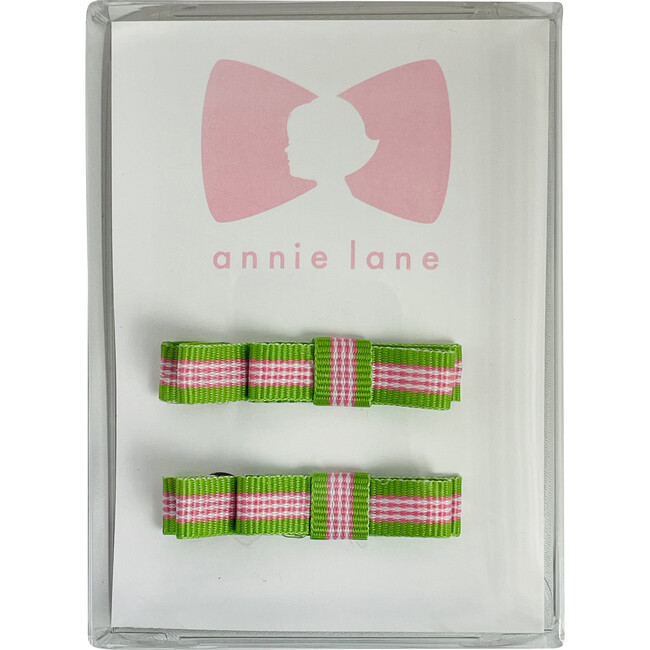 Two Bows Box Set, Green and Pink Stripe | Maisonette