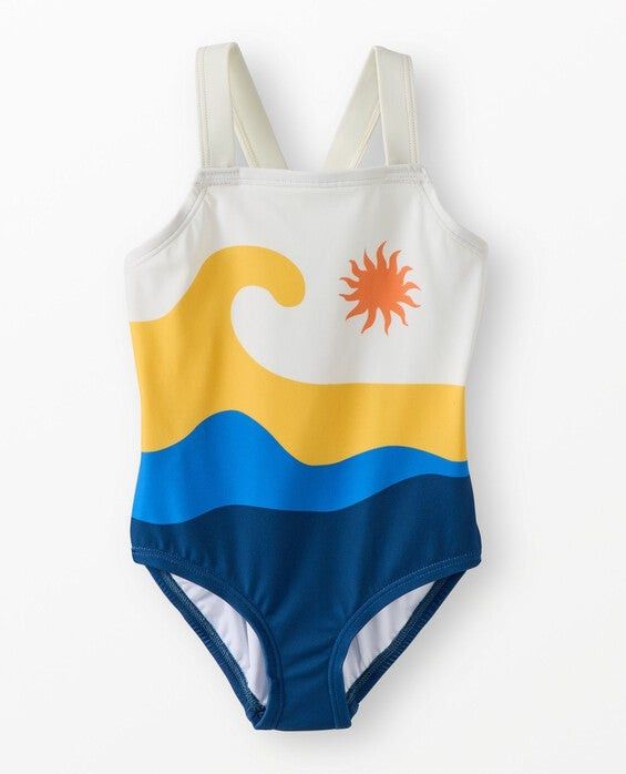 Girls' Catching Waves One-Piece Crossback Swimsuit - Size Big Kids 8 by Hanna Andersson | Hanna Andersson