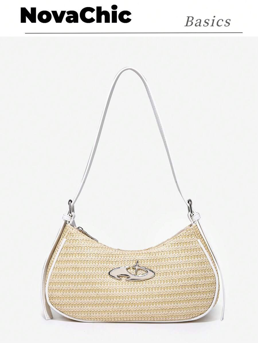 1pc Novachic Knitted Shoulder Bags, Retro Hollow Woven Shopper Handbags, Minimalist Design, Boho ... | SHEIN