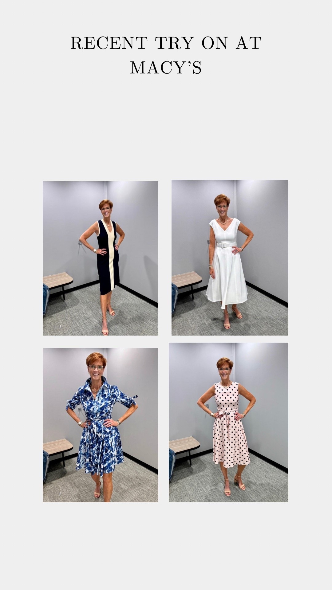 Macys Spring Dresses Try on
Navy dress, white dress, pink dress, polka dot dress, blue floral dress, shirt dress

Hi! For reference, I am 55 years old, I am 6’1”. I have a 35” inseam. I wear a small or medium in most tops, an 8 or a 10 in most bottoms, an 8 in most dresses, and a size 9 shoe. 

Make sure to subscribe to my newsletter found in my bio so you don’t miss out on my must have favorites! And download the LTK app, follow my LTK shop, and favorite this post or your favorite items to get notified when they go on sale!

Over 50 fashion, tall fashion, workwear, everyday outfits, timeless outfits, Classic Outfits

spring outfit, travel outfit, ballet flats, wedding guest, vacation outfit, travel essentials, organization, sweater dress, jeans, boots, loungewear, date night, watch now, office outfit, spring break outfit, living room refresh, home refresh


#LTKStyleTip #LTKFindsUnder100 #LTKOver40