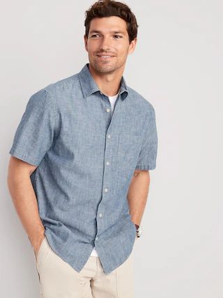 Regular-Fit Chambray Everyday Non-Stretch Shirt for Men | Old Navy (US)