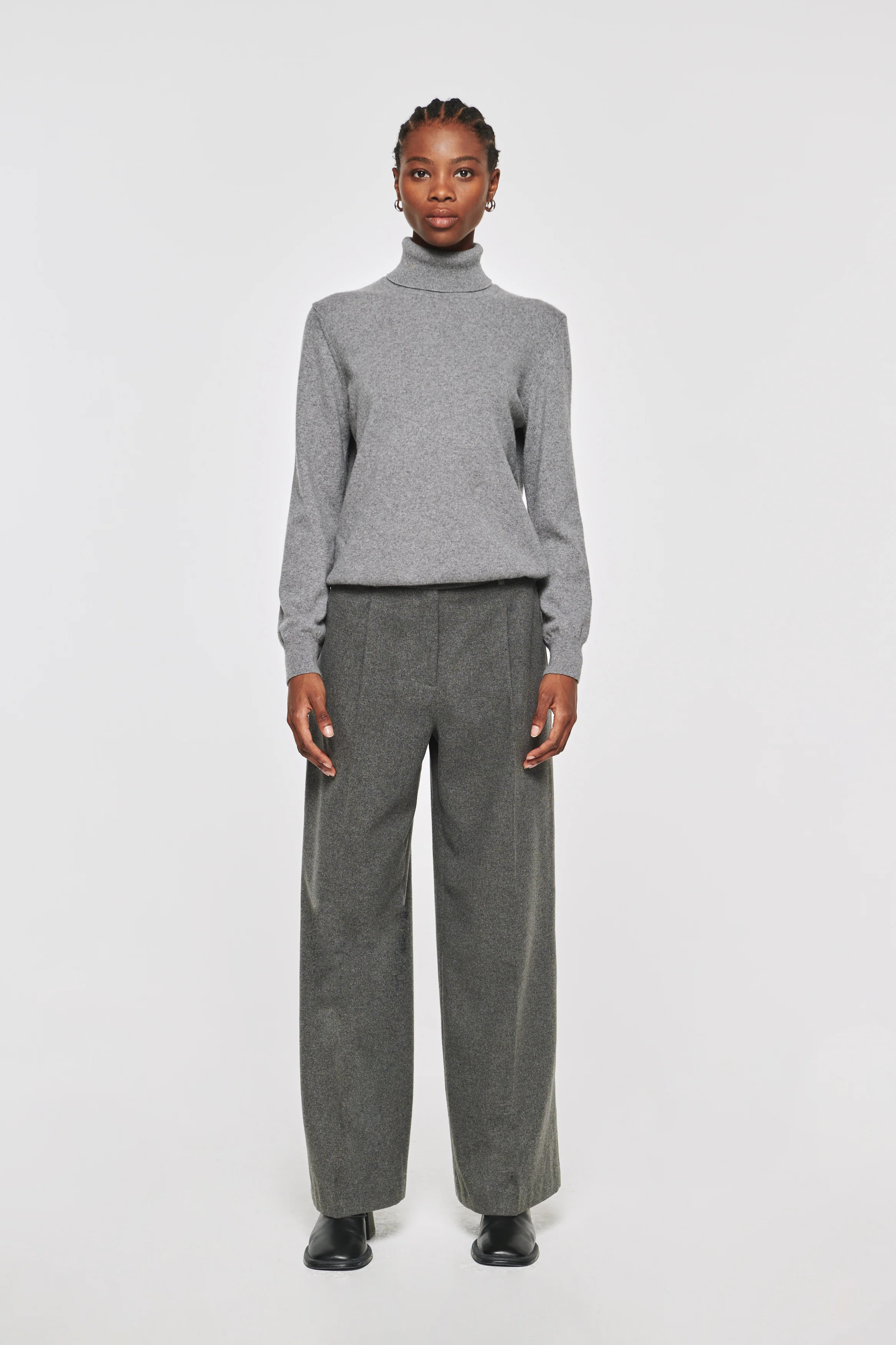 Kimmi | Wide Leg Wool Trousers in Grey | ALIGNE | Aligne UK