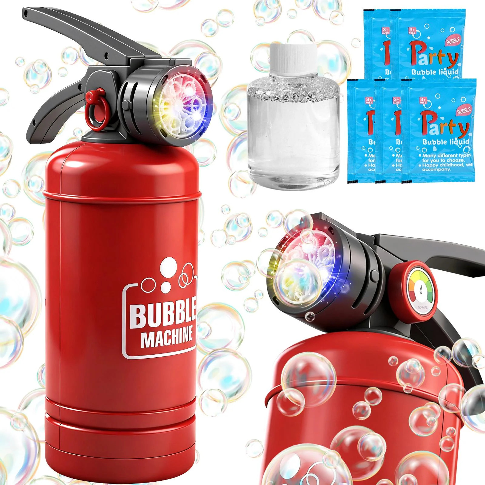 Fire Extinguisher Style Bubble Machine for Kids – LED Light-Up Bubble Toy for Parties & Summer | Walmart (US)
