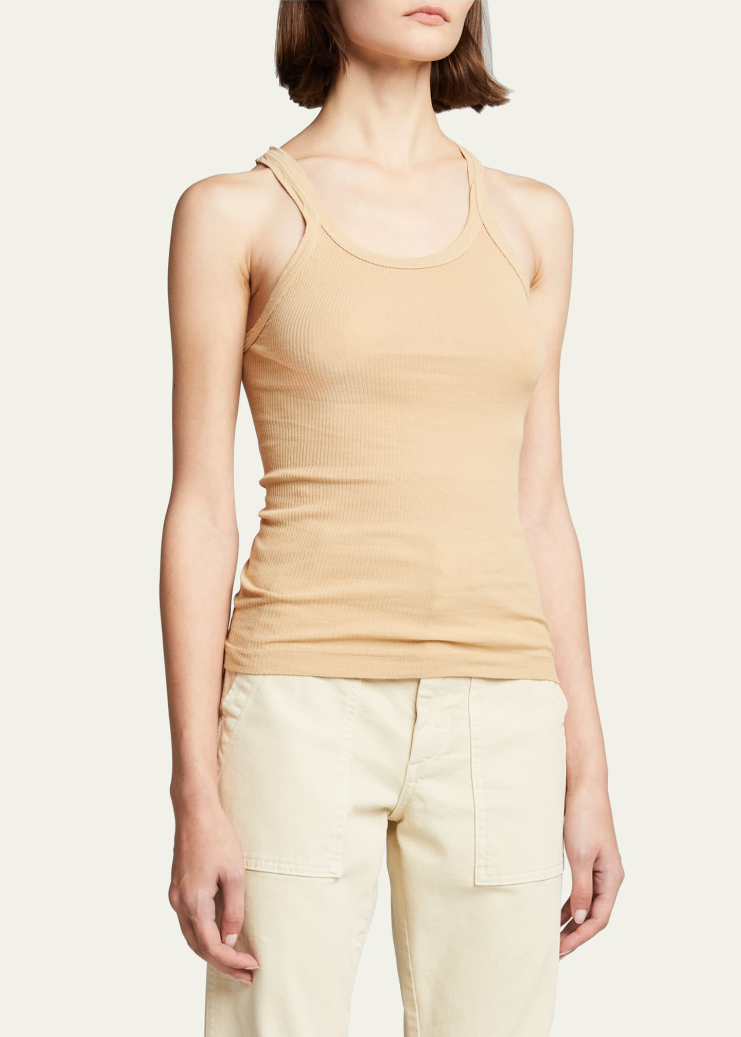 RE/DONE Ribbed Scoop-Neck Fitted Tank | Bergdorf Goodman