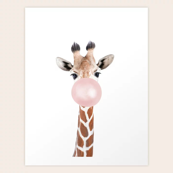Bubble gum giraffe Art Print | Society6