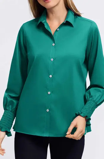Avril Matte Sateen Button-Up Shirt | Nordstrom