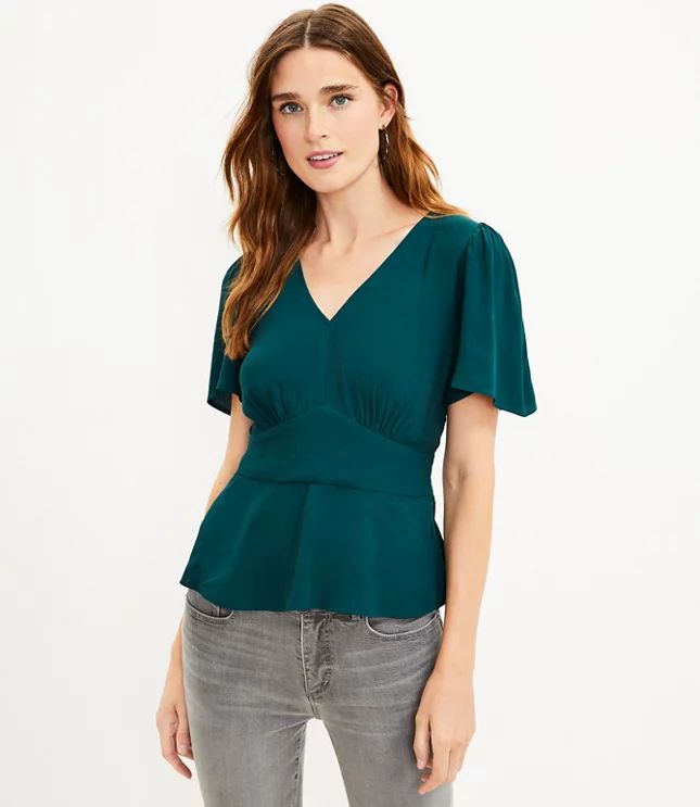 V-Neck Peplum Top | LOFT