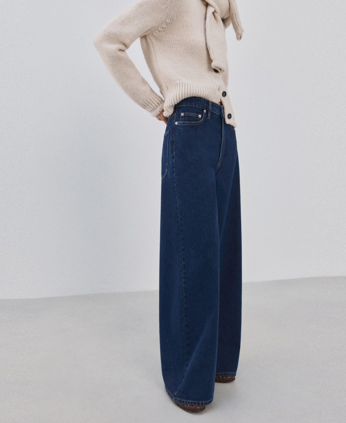 Mango Women's Wide Leg Mid-Rise Jeans - Open Blue | Macy's