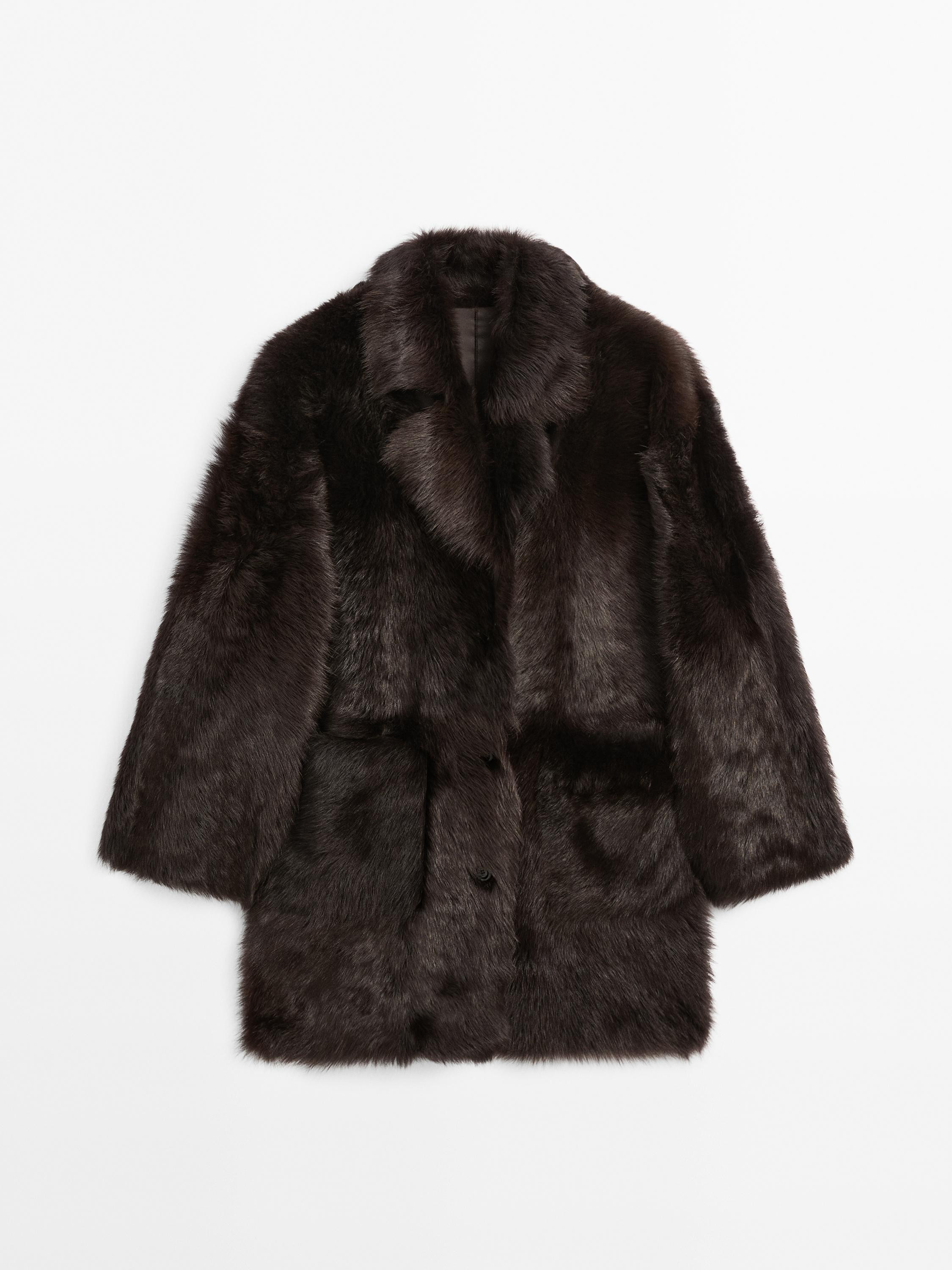 Long leather coat with fur | Massimo Dutti UK