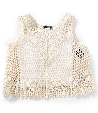 Big Girls 7-16 Sleeveless Crocheted Tank & Sleeveless Rib-Knit Tank Two-Piece Set | Dillard's