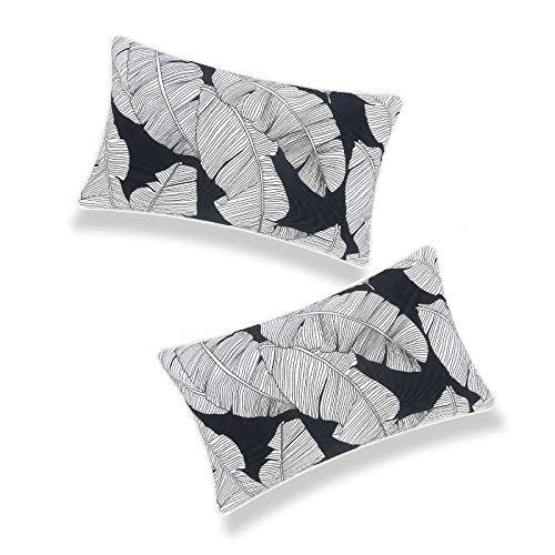 Hofdeco Patio Indoor Outdoor Lumbar Pillow Cover ONLY, for Backyard, Couch, Sofa, Black White Tropic | Amazon (US)