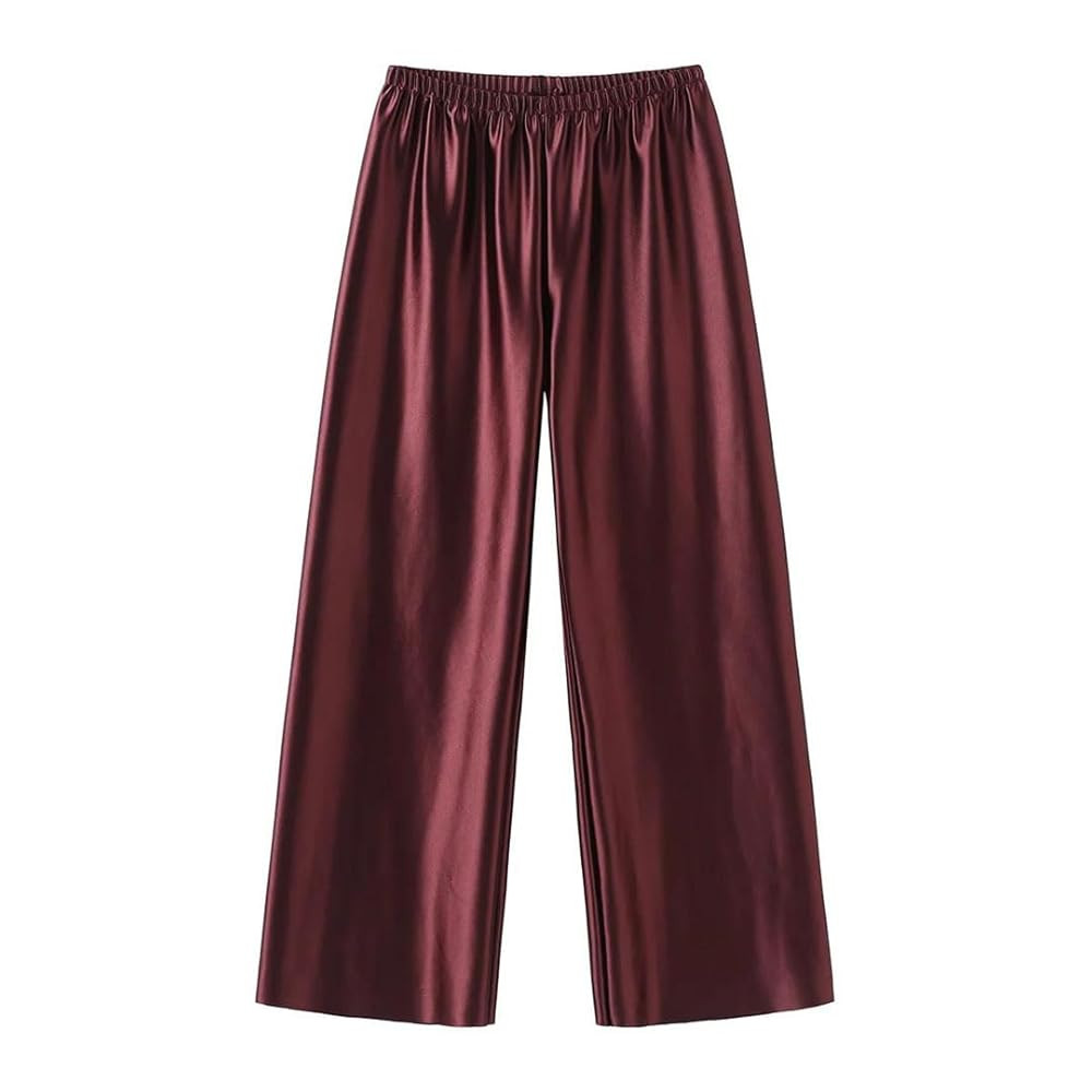 Women's Summer Satin Wide Leg Pants Long Floor Pants | Amazon (US)