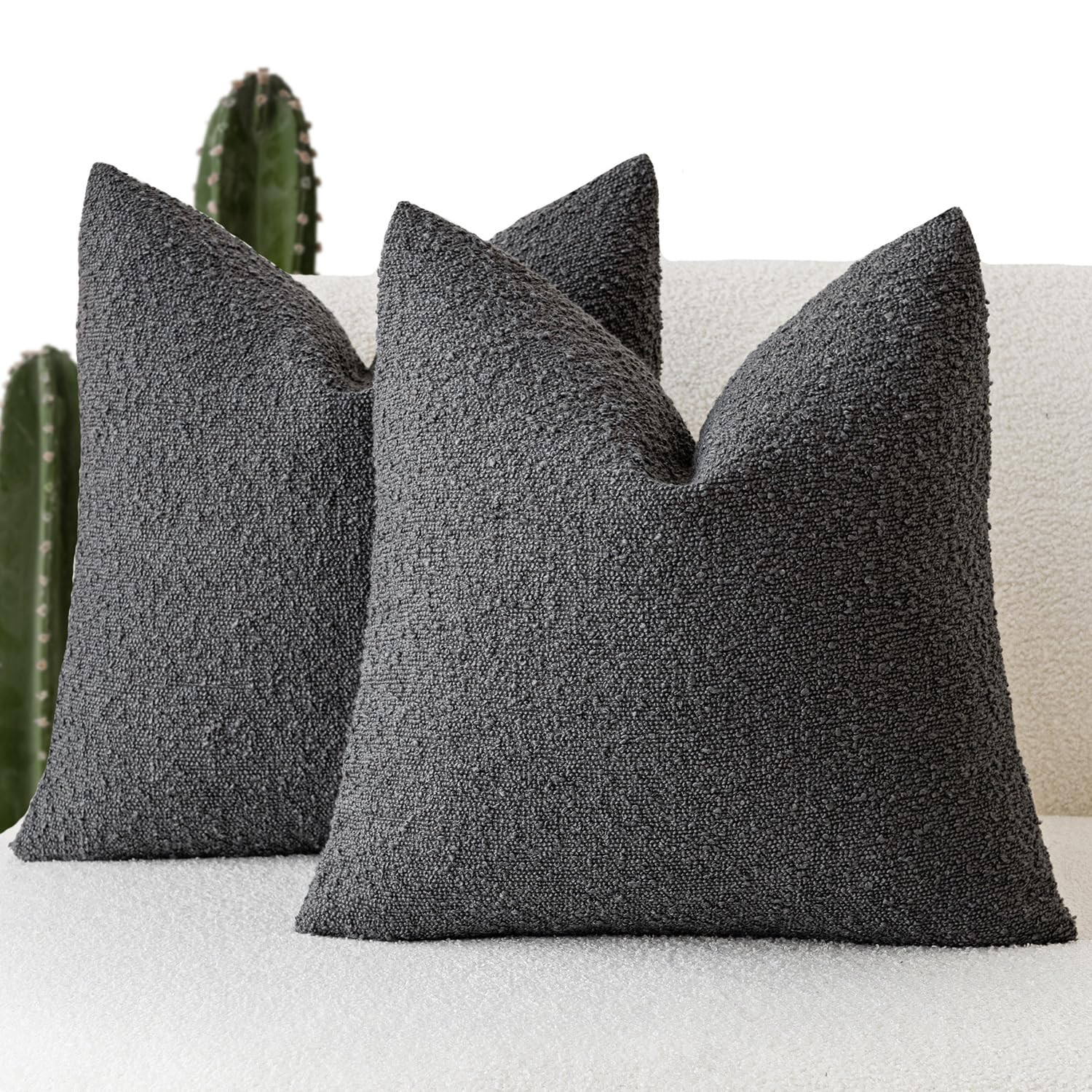 Foindtower Pack of 2, Decorative Textured Boucle Throw Pillow Covers Accent Solid Pillow Cases Co... | Amazon (US)