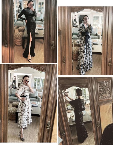 Over the last couple of weeks on Instagram, I shared several dresses I ordered for upcoming events. From full-length beaded gowns to flowing, all-over florals, I tried on a wide range of styles which are still viewable in a stories highlight titled DRESSES.

I ended up keeping two of the above (florals) for separate events. I wore the Lela Rose embroidered dress (lower left) over the weekend with the addition of Wolford fishnet stockings and a Chanel bag.



On another note, I saw some beautiful dresses worn at a wedding over the weekend. The Mother of the Bride and Mother of the Groom took top honors in their choices, and plenty of guests wore elegant dresses similar to the below.

#LTKstyletip #LTKHoliday #LTKSeasonal