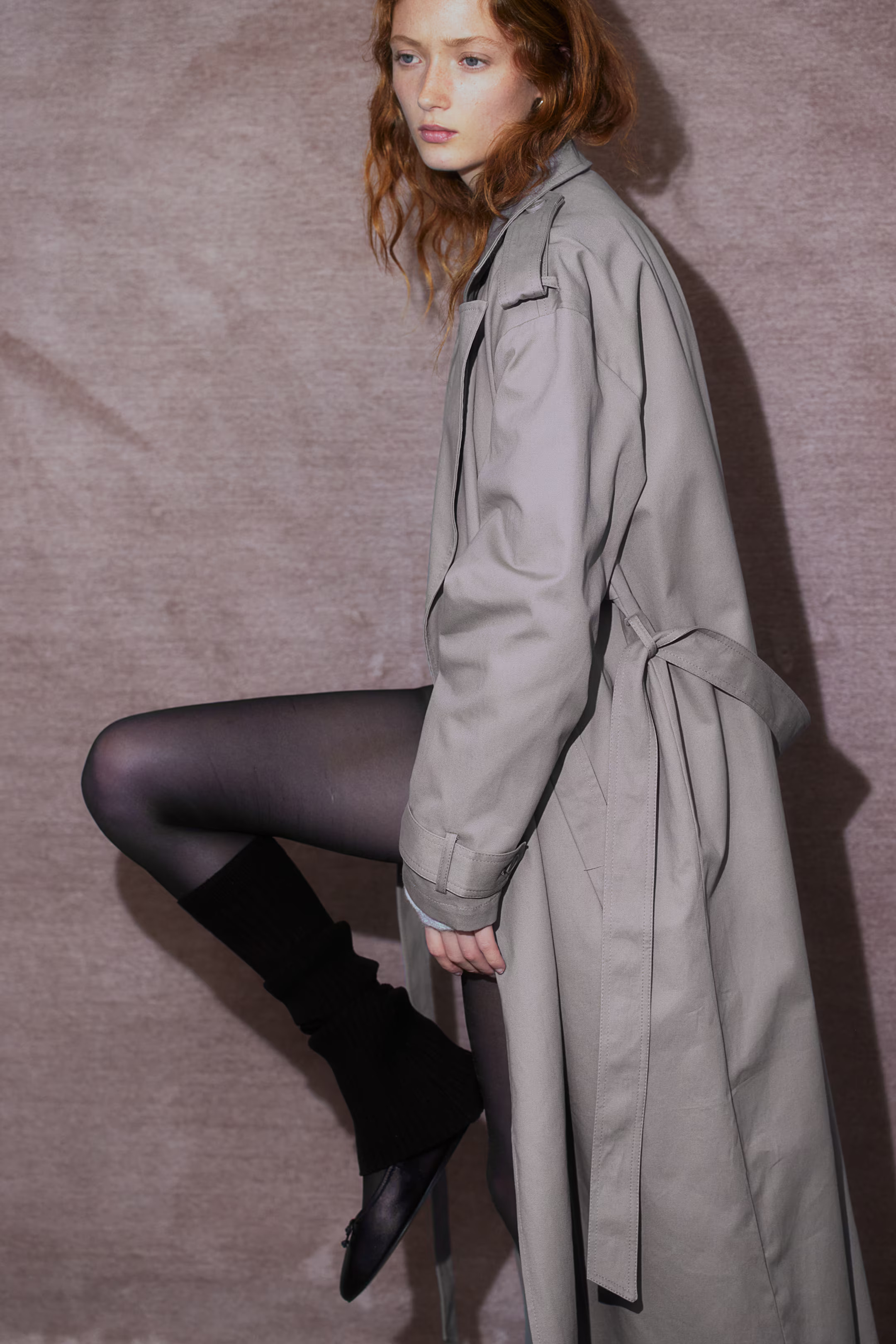 Twill trench coat - Long sleeve - Long - Light beige - Ladies | H&M GB | H&M (UK, MY, IN, SG, PH, TW, HK)