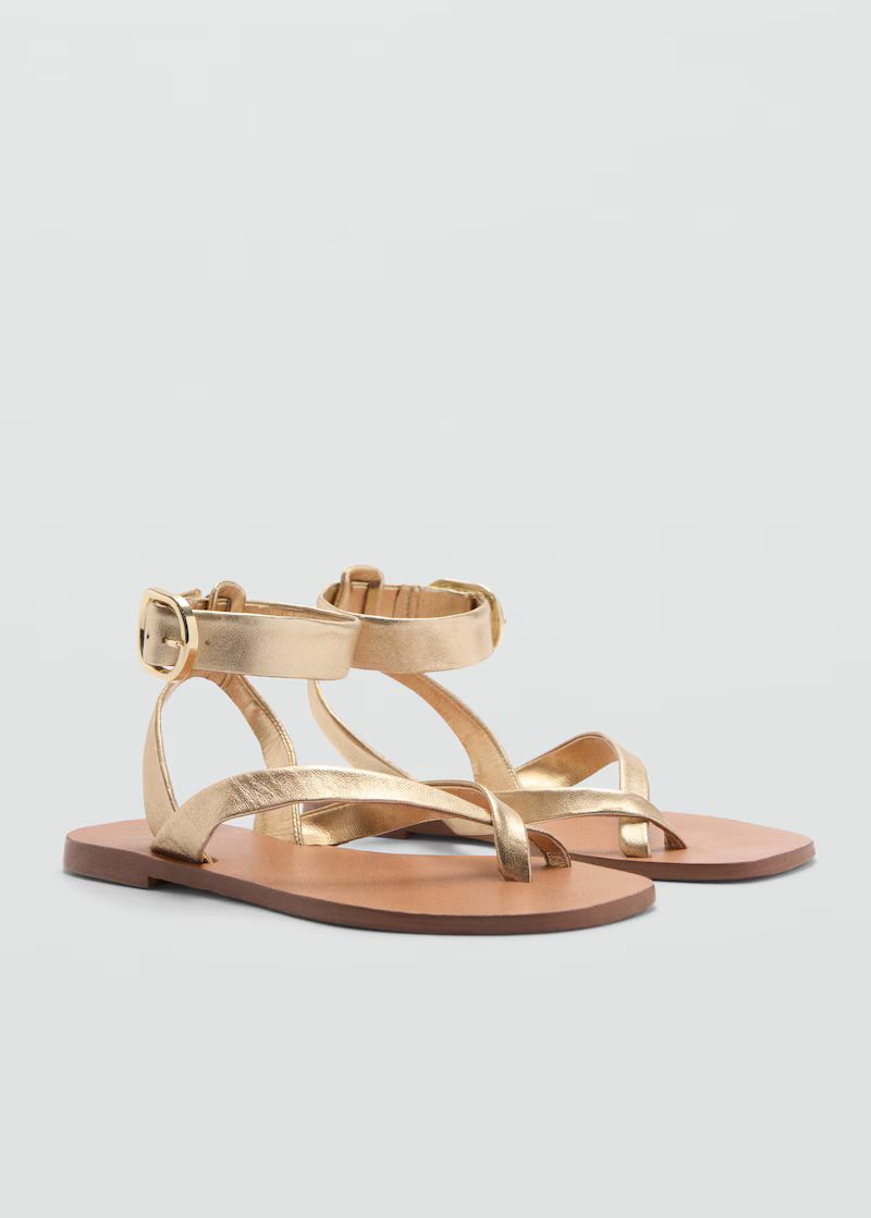 Leather straps sandals -  Women | Mango USA | MANGO (US)