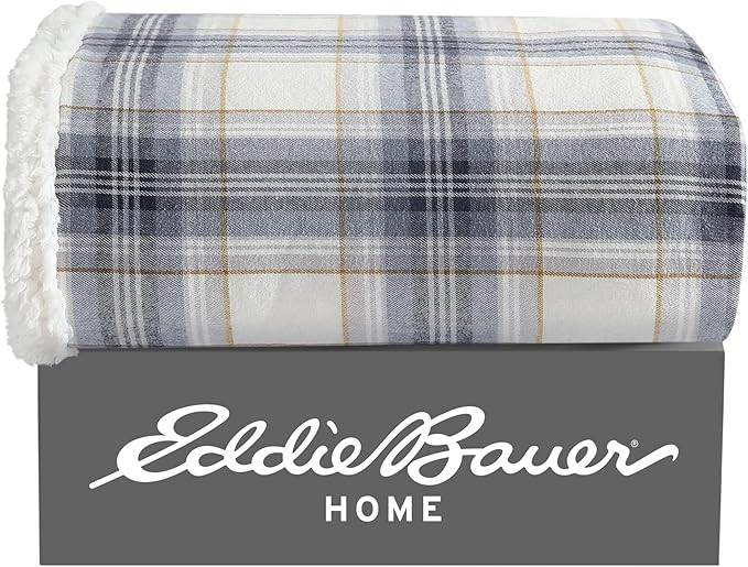 Eddie Bauer - Throw Blanket, Cotton Flannel Home Decor, All Season Reversible Sherpa Bedding (Edg... | Amazon (US)
