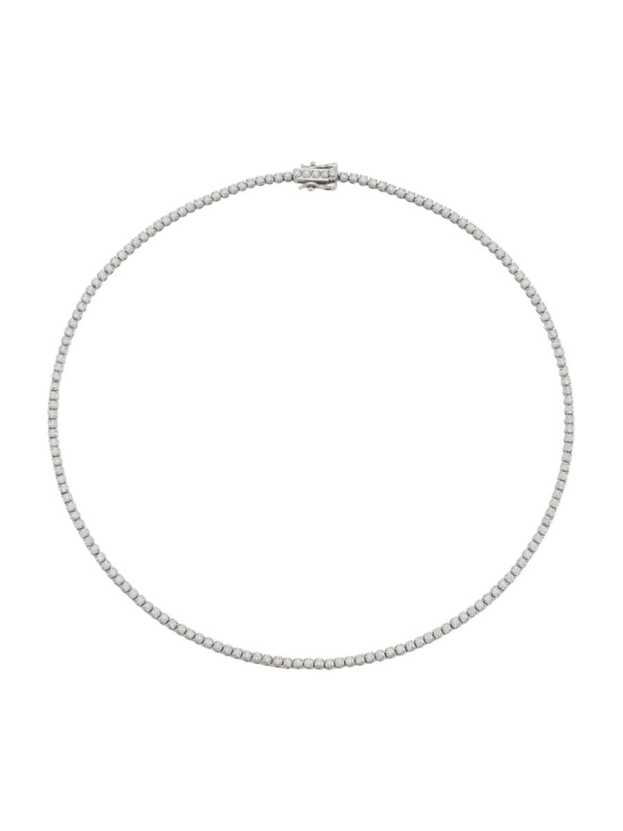 14K White Gold & 4.25 TCW Diamond Tennis Necklace/16" | Saks Fifth Avenue
