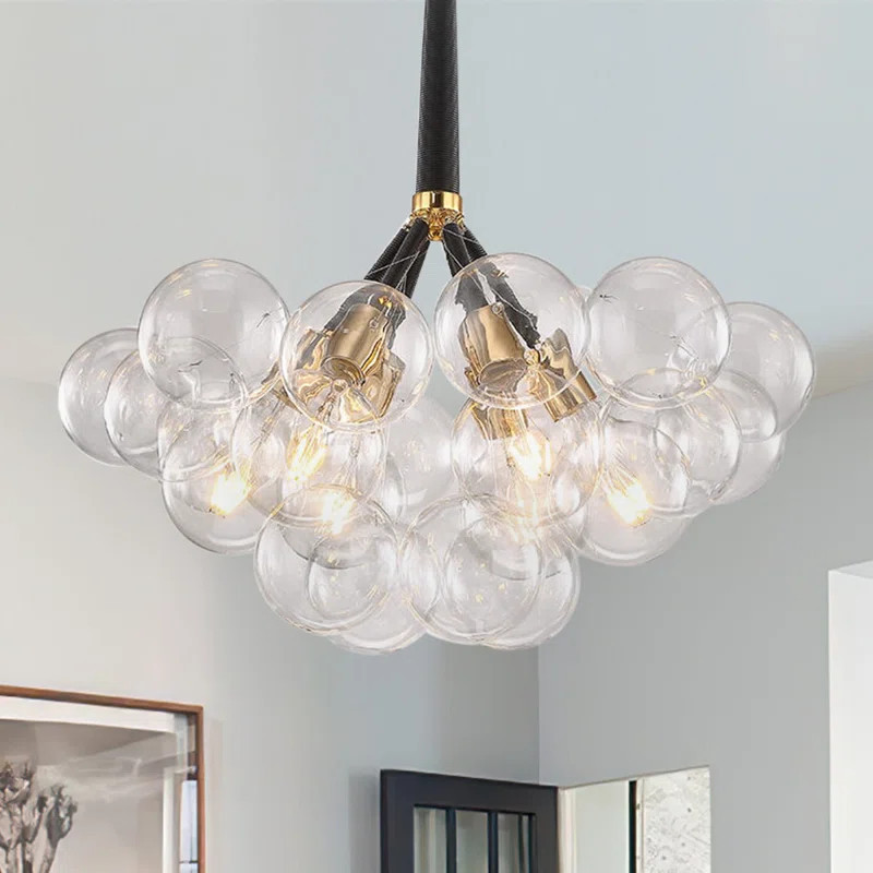 Contemporary Clear Glass Bubble Chandelier 6 - Light | Wayfair North America