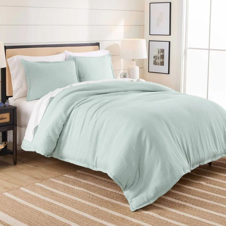Better Homes & Gardens 3-Piece Sage Green Crinkled Gauze Comforter Set, Adult Full/Queen - Walmar... | Walmart (US)