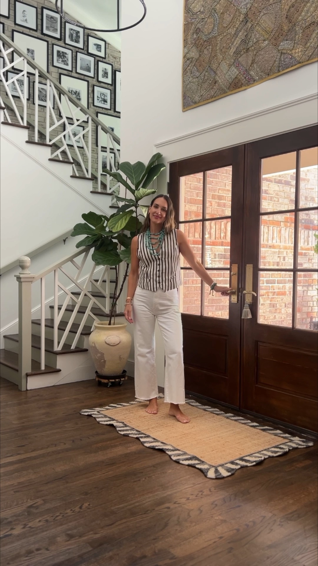 Ecru denim, striped vest is Gerard Darel, rug is linked! 

#LTKHome