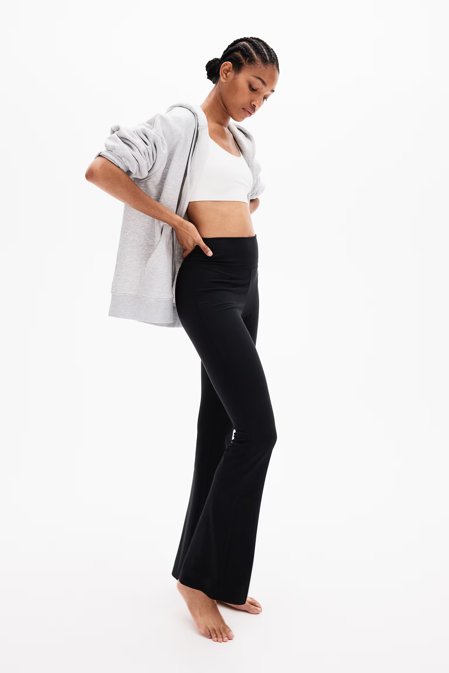 Flared Leggings - Black/matte - Ladies | H&M US | H&M (US + CA)