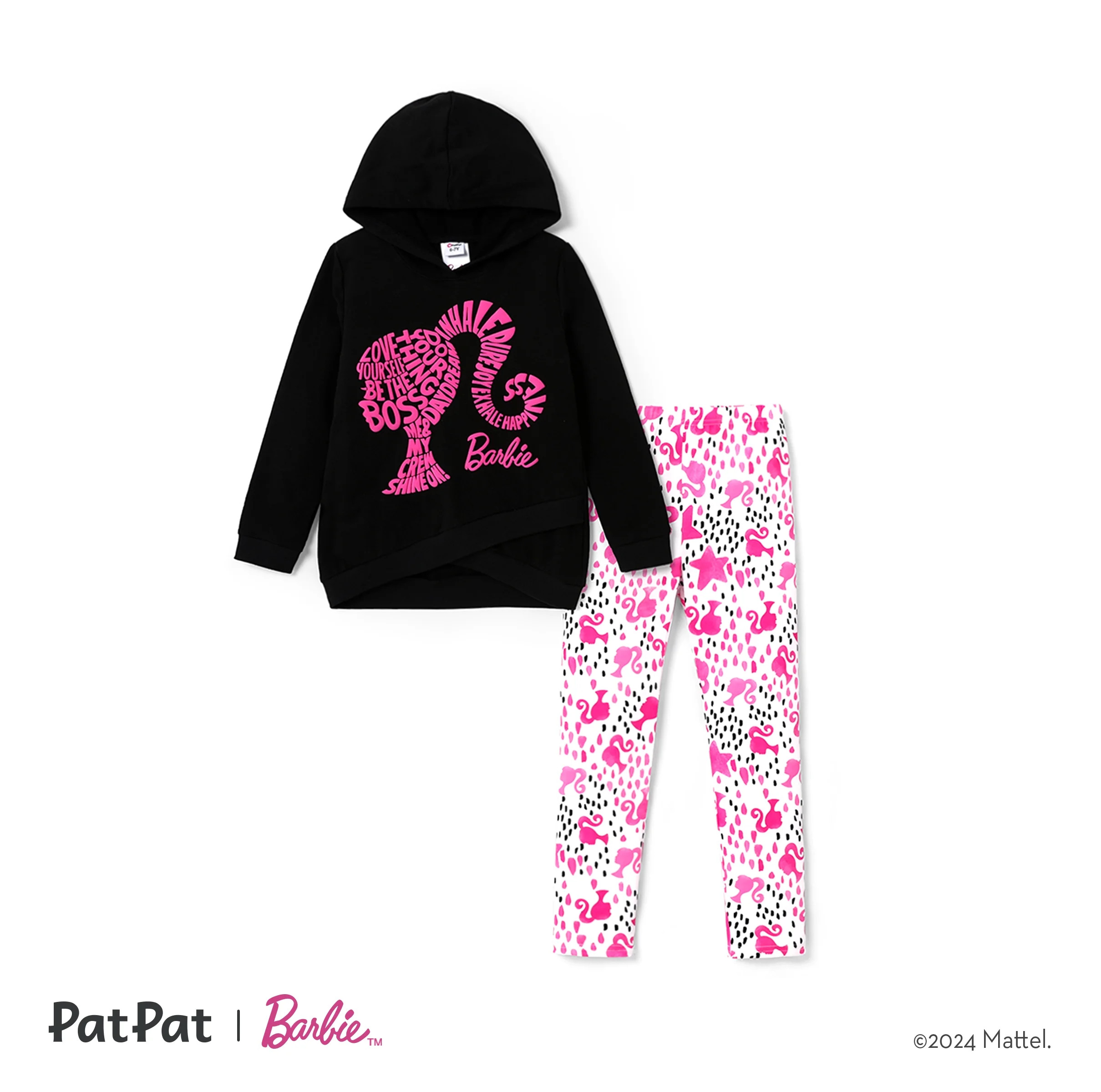 Barbie Girls Hoodie Letter Graphic Top and Allover Print Leggings 2 Pieces Outfit Set Sizes 9-10 ... | Walmart (US)