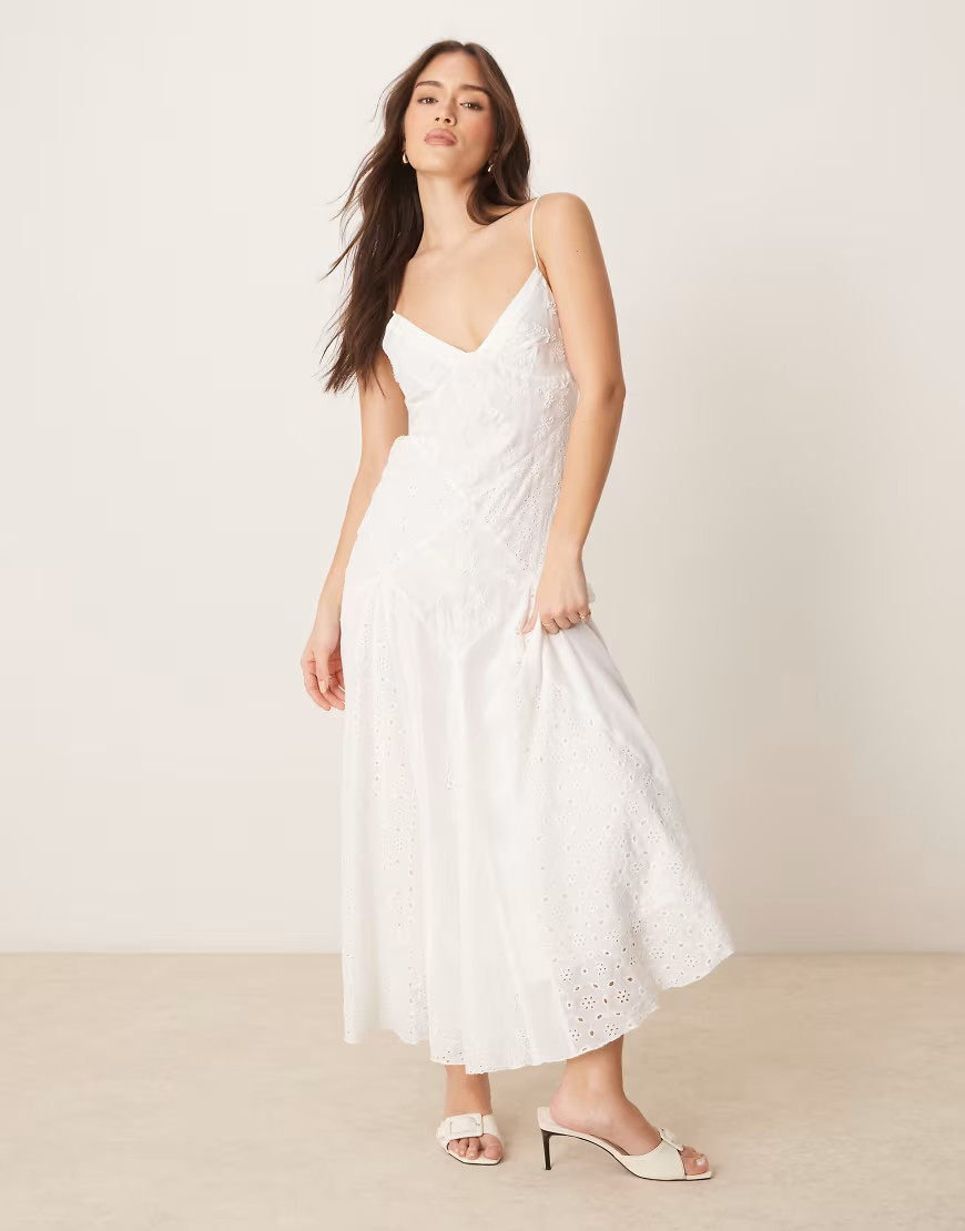 ASOS DESIGN micro embellished cami maxi dress in white | ASOS (Global)