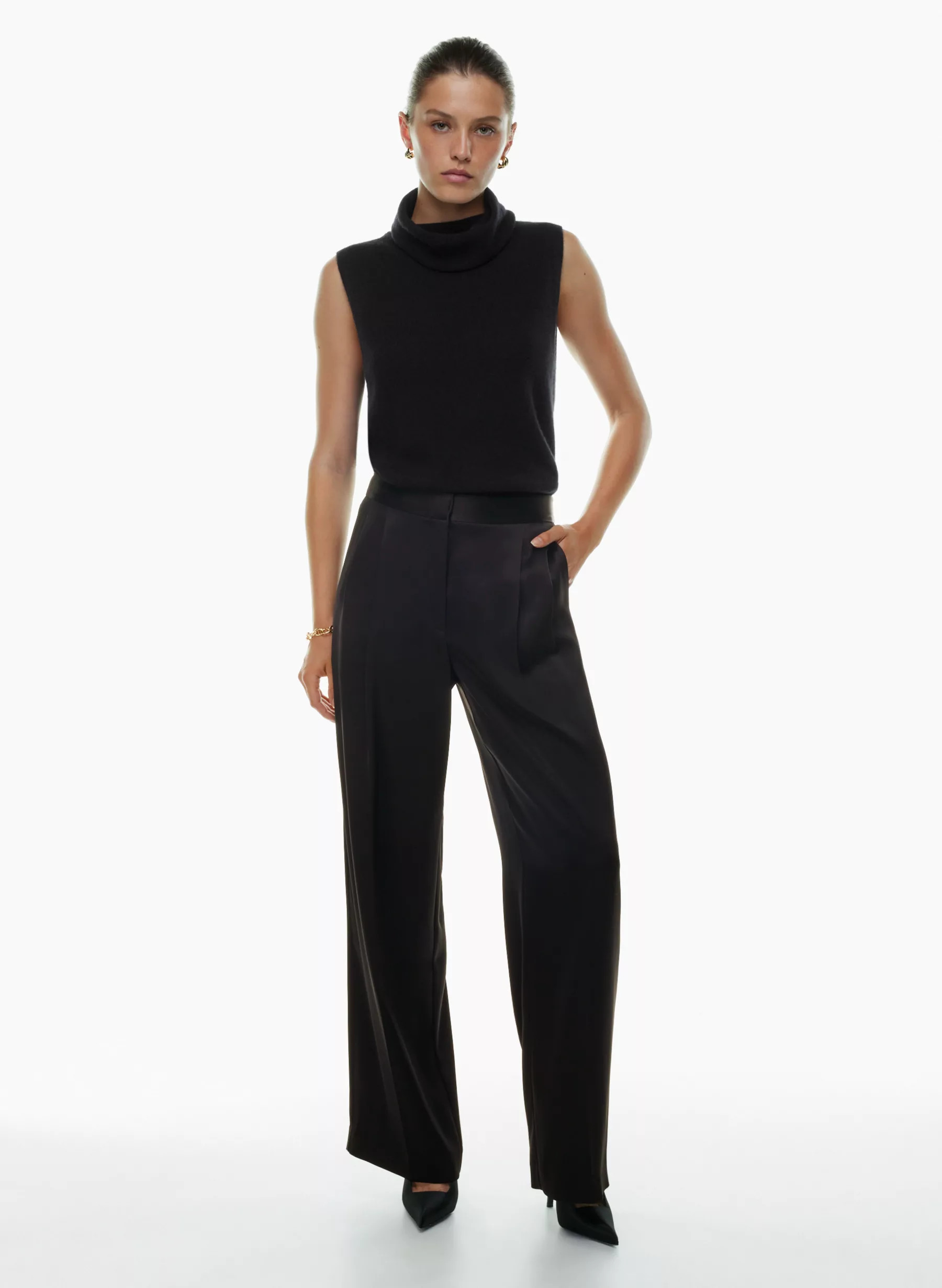 PLEATED SATIN PANT | Aritzia