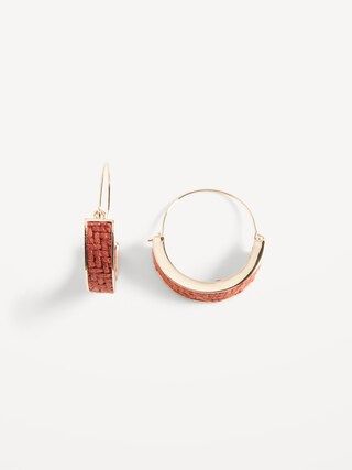 Gold-Toned Wire Raffia Hoop Earrings for Women | Old Navy (US)