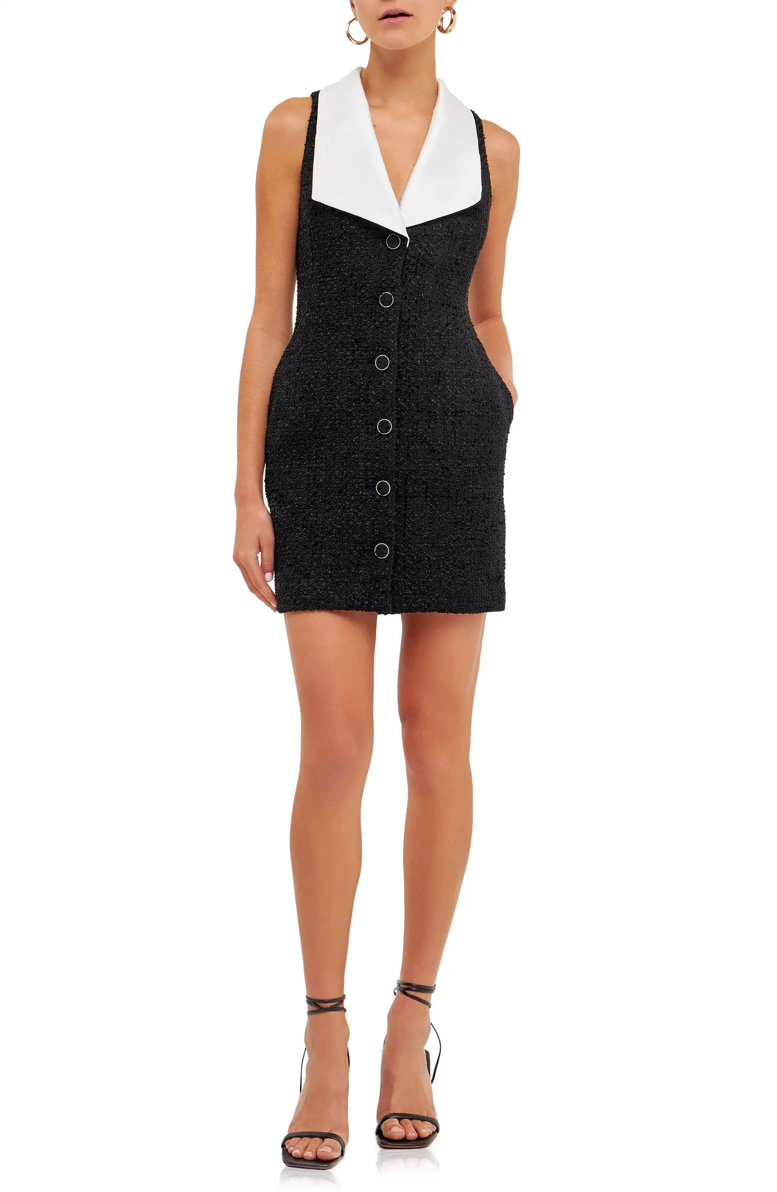 Contrast Collar Tweed Dress | Nordstrom