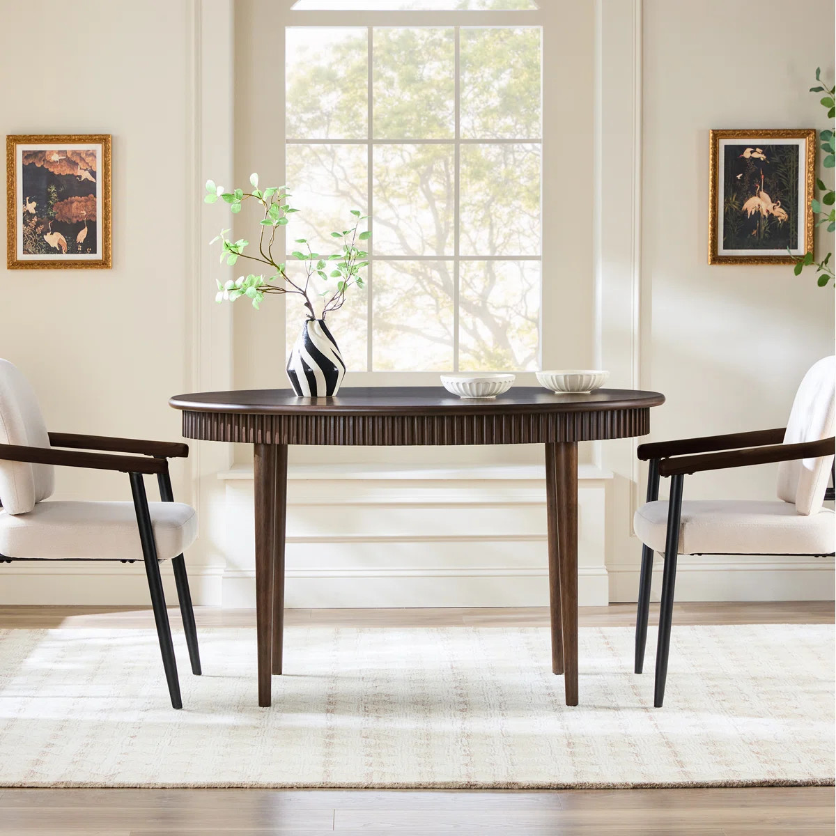 Aleric 52” Modern Fluted Easy Assembly Oval Solid Oak Wood Dining Table for 4 | Wayfair North America