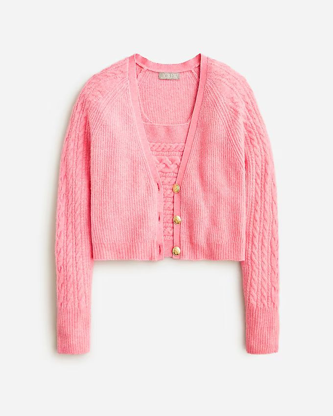 Supersoft cropped cable-knit sweater-tank set | J.Crew US