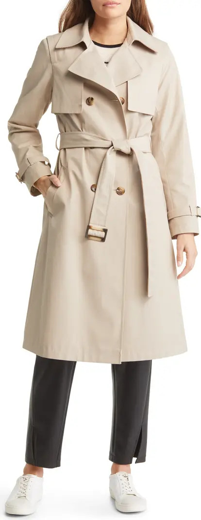 Tone on Tone Double Breasted Water Resistant Trench Coat | Nordstrom